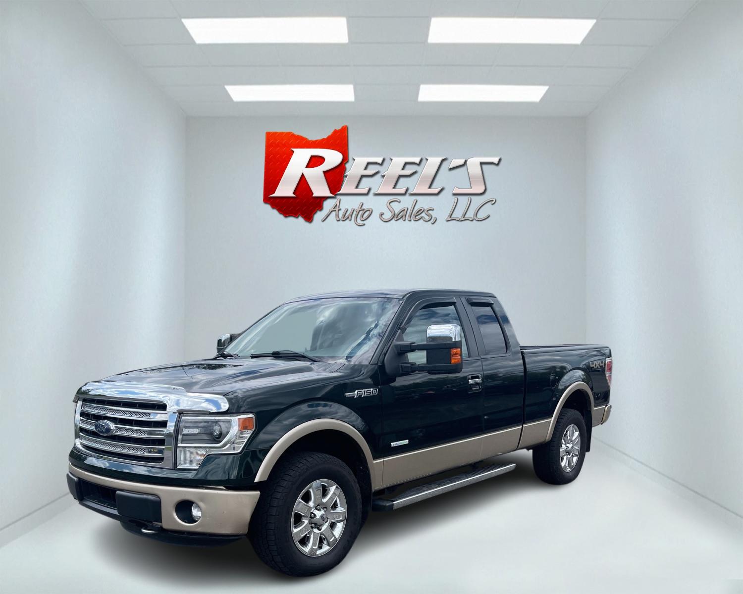 2014 Green /Tan Ford F-150 Lariat SuperCab 6.5-ft. Bed 4WD (1FTFX1ET7EF) with an 3.5L V6 TWIN TURBO engine, 6-Speed Automatic transmission, located at 547 E. Main St., Orwell, OH, 44076, (440) 437-5893, 41.535435, -80.847855 - This 2014 Ford F-150 Lariat SuperCab with the 3.5 EcoBoost engine and 6-speed automatic transmission is a well-equipped truck designed for both comfort and performance. Key features include HID headlights, a backup camera with sensors, a power moonroof, and a premium Sony sound system. For extended - Photo #0